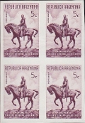 ARGENTINA 1941 Horses 5c PROOFS:4-BLOCK